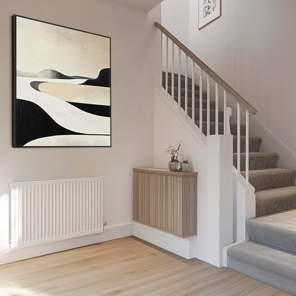 Bedroom Framed Artwork on Canvas Neutral Abstract Beige Black