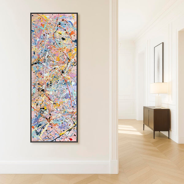 Tall Jackson Pollock Style - Abstract Vibrant Framed Wall Art