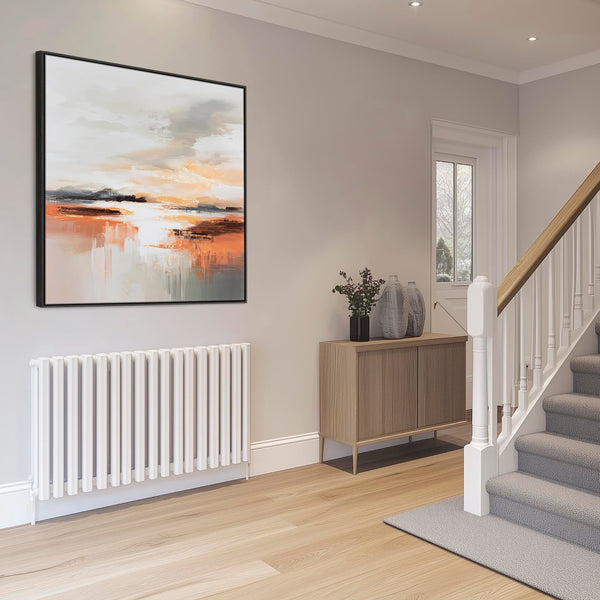 Hallway Wall Art for Entrance Way - Orange Grey Abstract Artwork