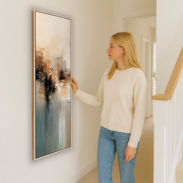 Hallway Framed Artwork on Canvas for Entrance Way - Teal Calm