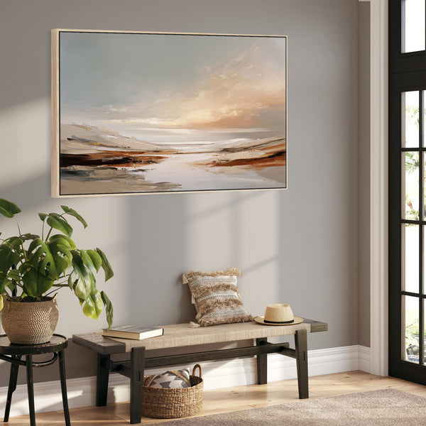 Extra Large Living Room Framed Artwork on Canvas - Ochre Shores