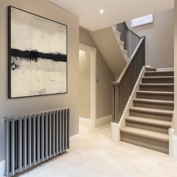 Hallway Entrance Hall Framed Wall Art Print Canvas - Neutral Black