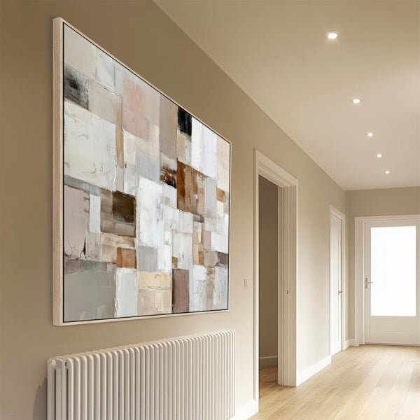 Hallway Framed Canvas Neutral Blush Brown Entrance Way Artwork