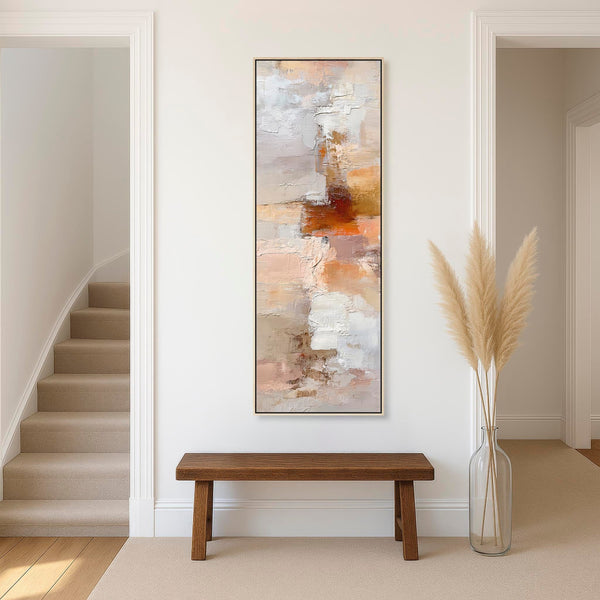 Blush Pink Neutral Tall Framed Upright Canvas Harmony Fades