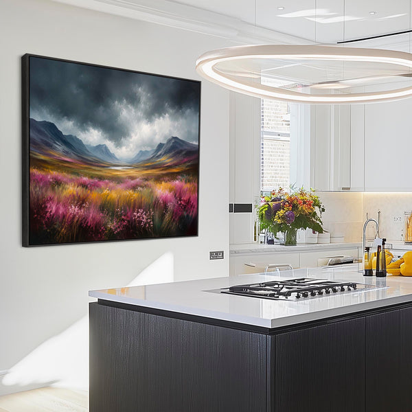 Large Framed Scottish Wall Art - Highland Heather