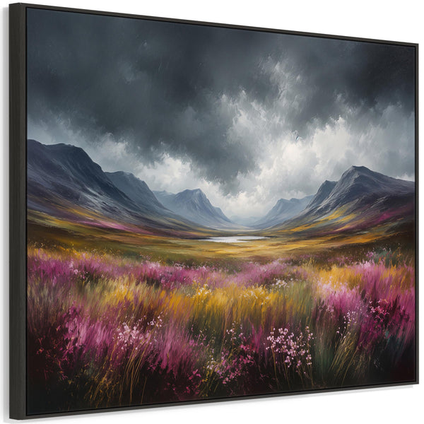 Large Framed Scottish Wall Art - Highland Heather