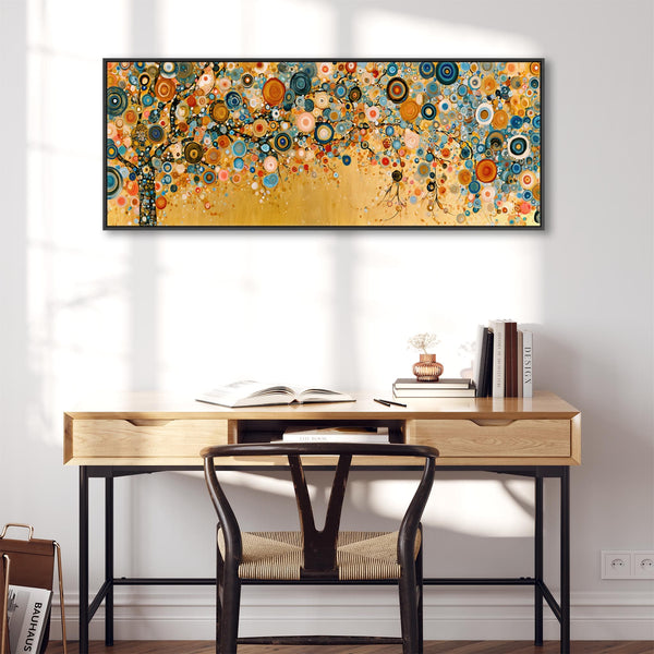 Wide Yellow Blue Gustav Klimt inspired Tree of Life Canvas Art