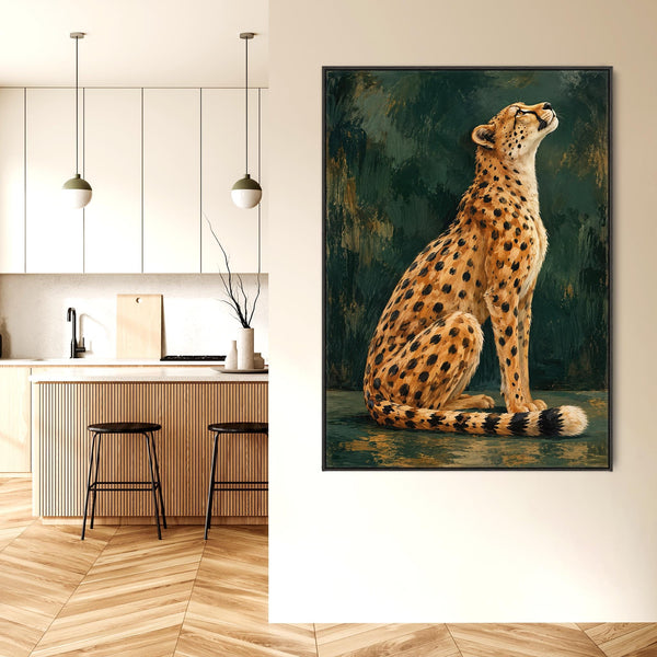 Cheetah Big Cat - Framed Canvas Wall Art - Lyra - Listening