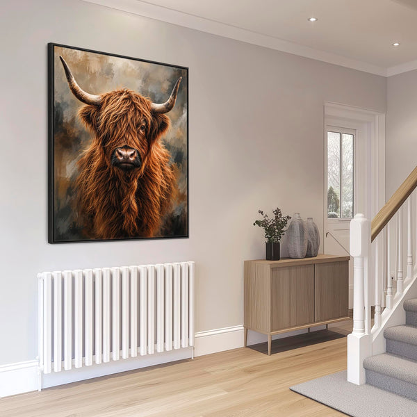 Finlay - Highland Cow - Copper & Neutral - Framed Coo Wall Art