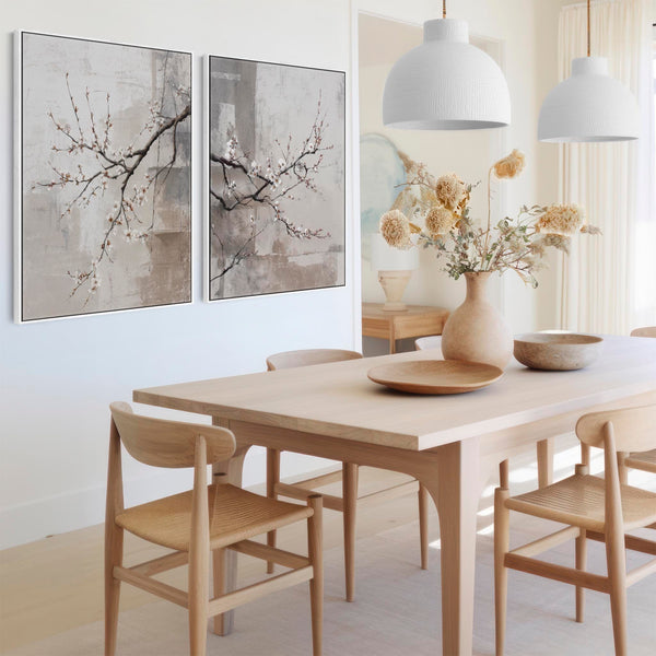 Neutral Wabi Sabi - Pair - Framed Artwork - Floral - Whispers of Spring