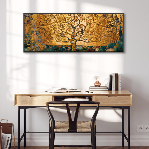Wide Gustav Klimt inspired Tree of Life Framed Canvas Artwork