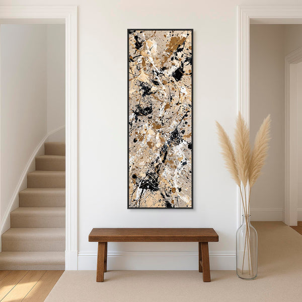 Tall Jackson Pollock Splash Style Framed Vertical Canvas Art