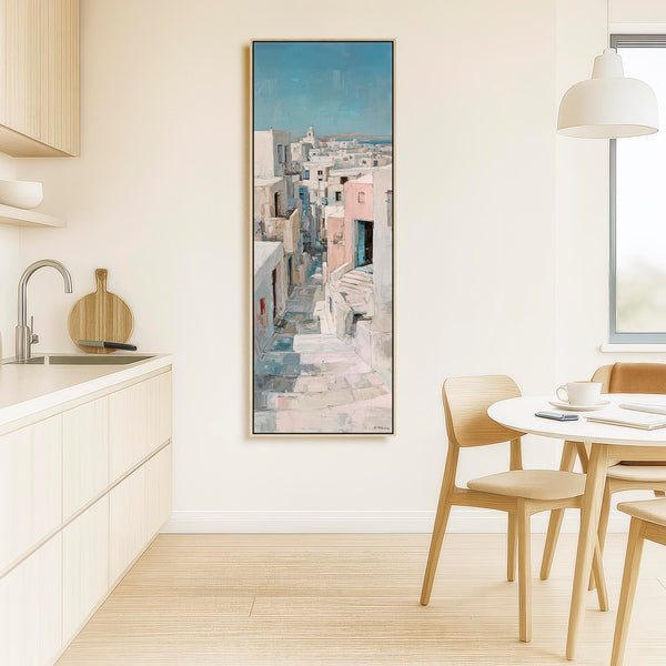 Tall Hallway Framed Wall Art Canvas Print Narrow Mykynos Path