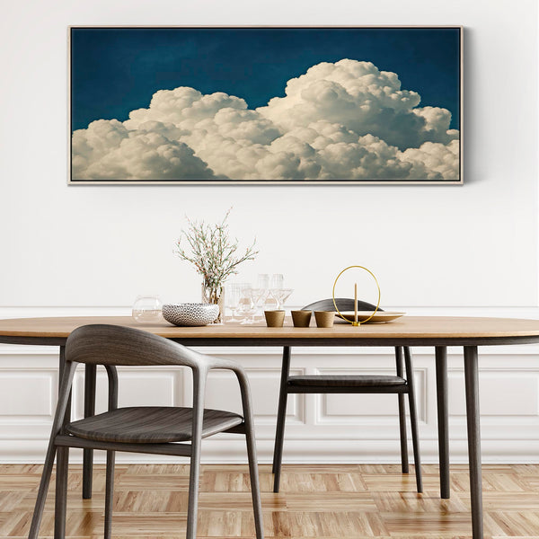 Wide Panoramic Clouds Framed Long Wall Art Canvas