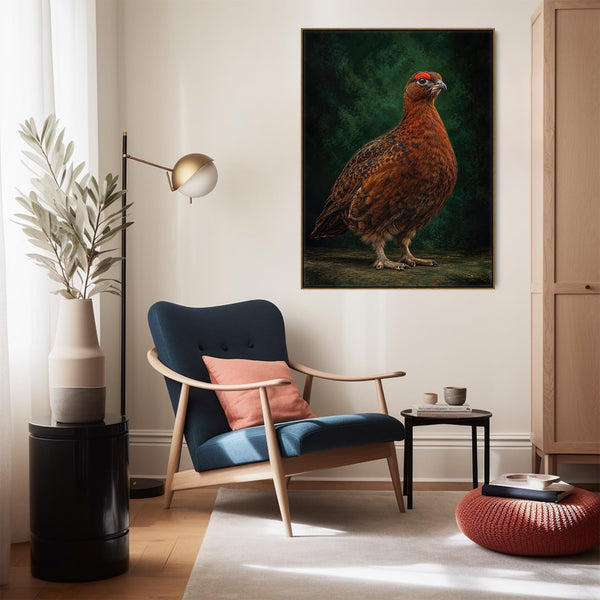 Red Grouse - Vintage Framed Game Bird Canvas Wall Art - Braemar