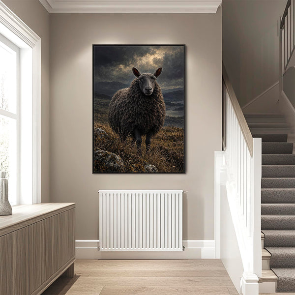 Black Sheep Framed Canvas Art - Dark Moody Print - The Outsider