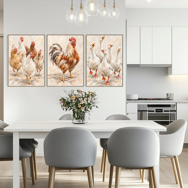 Set of 3 Framed Kitchen Wall Art Canvases - The Committee