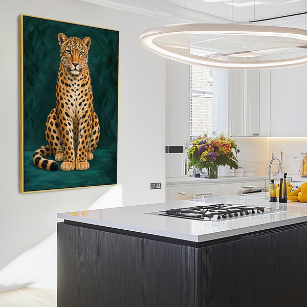Vega - Gold & Teal Green Leopard - Maximalist Framed Wall Art