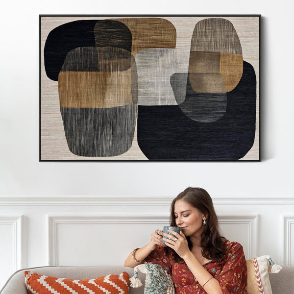Beige Brown Japandi Artwork Framed Wabi Sabi - Balance
