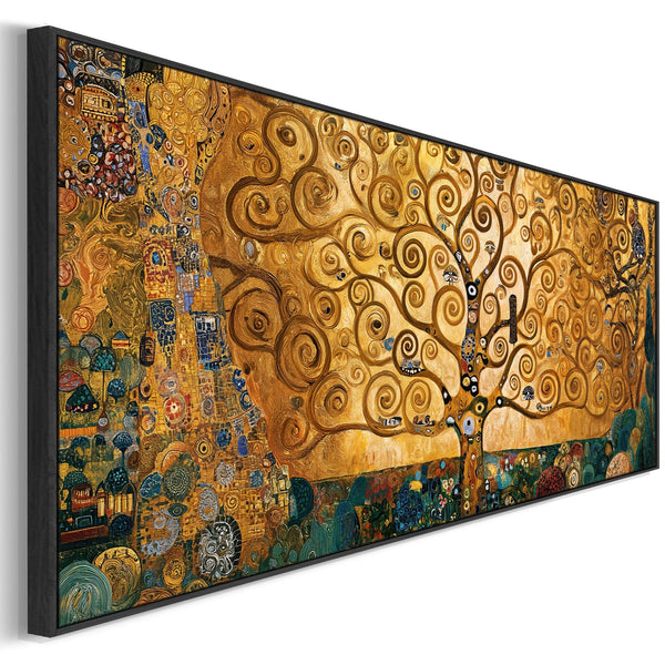 Wide Gustav Klimt inspired Tree of Life Framed Canvas Artwork