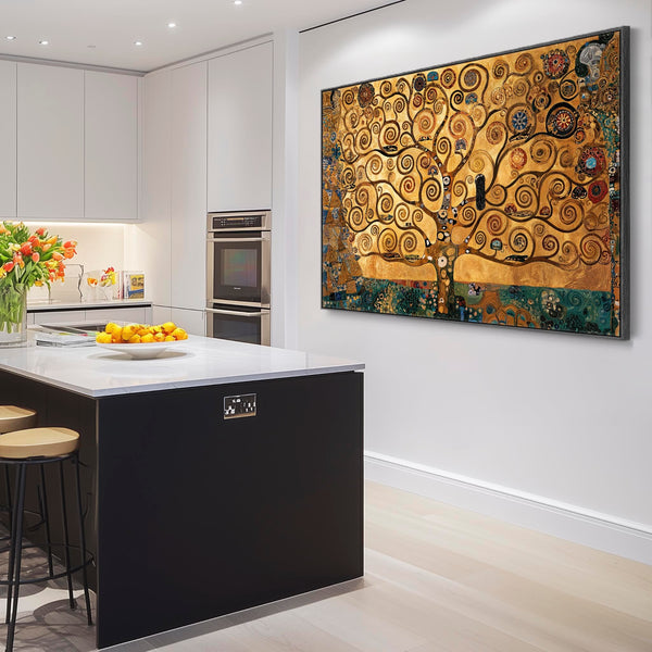 Large Gustav Klimt inspired Tree of Life Framed Canvas Wall Art