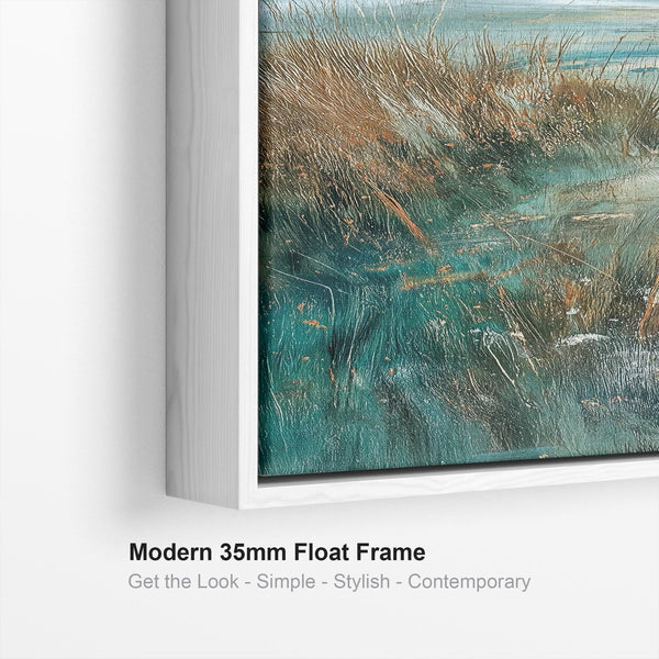 Tall Irish Coastal Framed Wall Art Canvas - Teal Blue - Storm