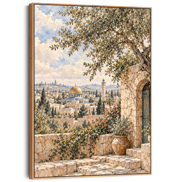 Palestine Jerusalem Framed Canvas Art Islamic Qibli Aqsa Mosque