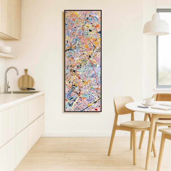 Tall Jackson Pollock Style - Abstract Vibrant Framed Wall Art