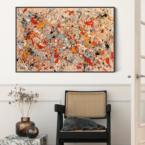 Abstract Colourful Framed Canvas Art - Jackson Pollock Style