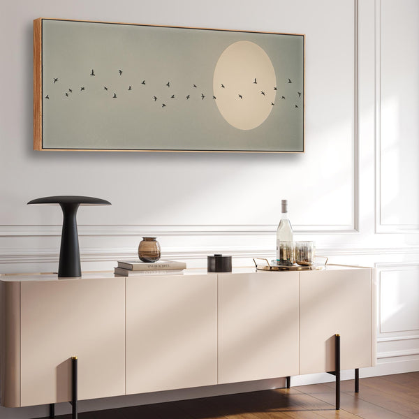Wide Framed Long Canvas - Japandi Narrow Panoramic Artwork