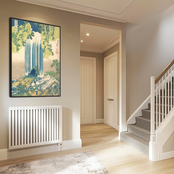 Katsushika Hokusai - Yoro Waterfall Framed Japanese Wall Art Canvas Green Blue