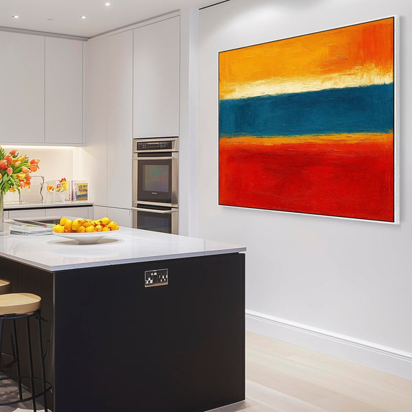Multi-Coloured Unique Abstract Artwork Framed Colouful Embrace for Kitchen