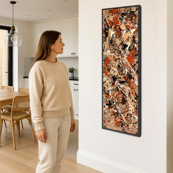 Hallway Framed Canvas Picture - Beige Rust Entrance Way Art