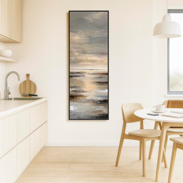 Tall Neutral Black Entrance Hall Framed Canvas Art for Hallway