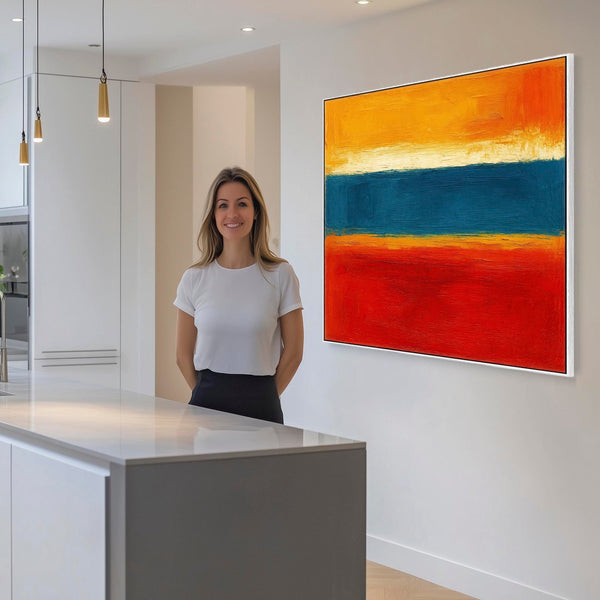 Multi-Coloured Unique Abstract Artwork Framed Colouful Embrace for Kitchen