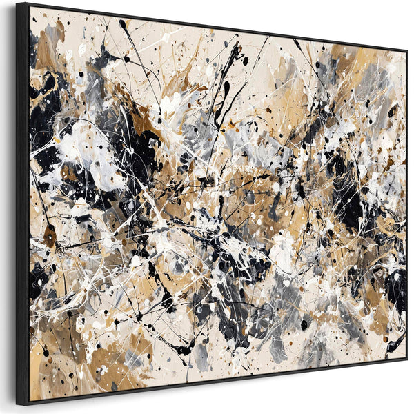 Extra Large Living Room Framed Canvas Neutral Black Lounge Art