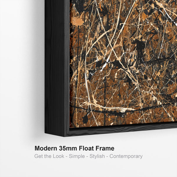Abstract Jackson Pollock Style Framed Canvas Art - Umber Storm