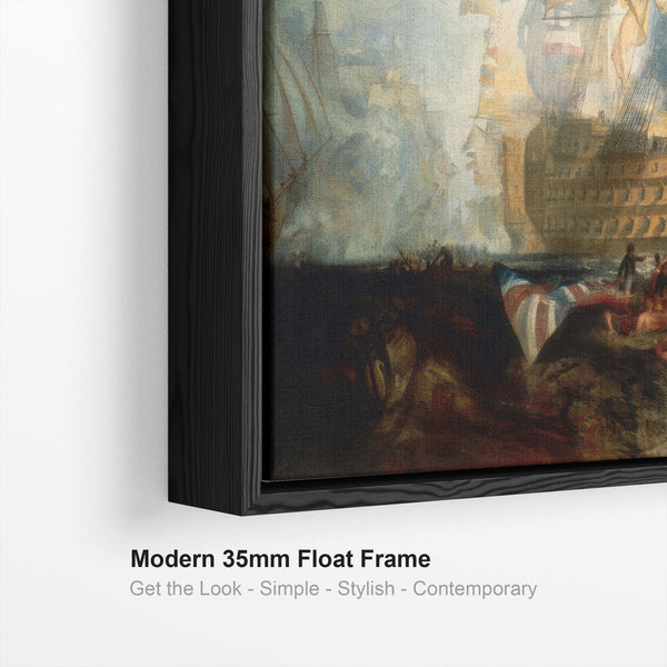 JMW Turner Framed Wall Art Canvas Print Battle of Trafalgar - Painting - Blue