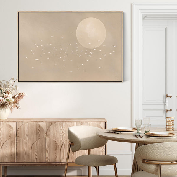 Neutral Beige Japandi - Canvas Wall Art - Frame Included