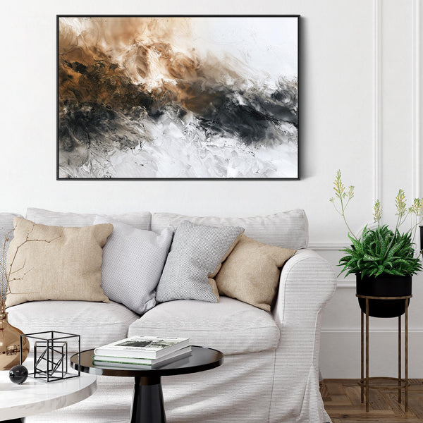 Extra Large Oversized Wall Art - Caramel Storm - Framed Canvas Art