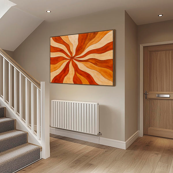 Orange Rust Abstract Framed Wall Art - Cozy Sunburst