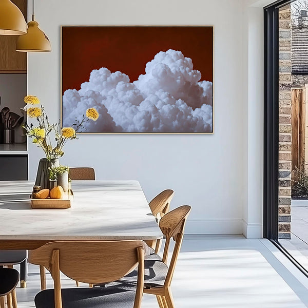 Extra Large Dark Red Clouds Living Room Wall Art Canvas