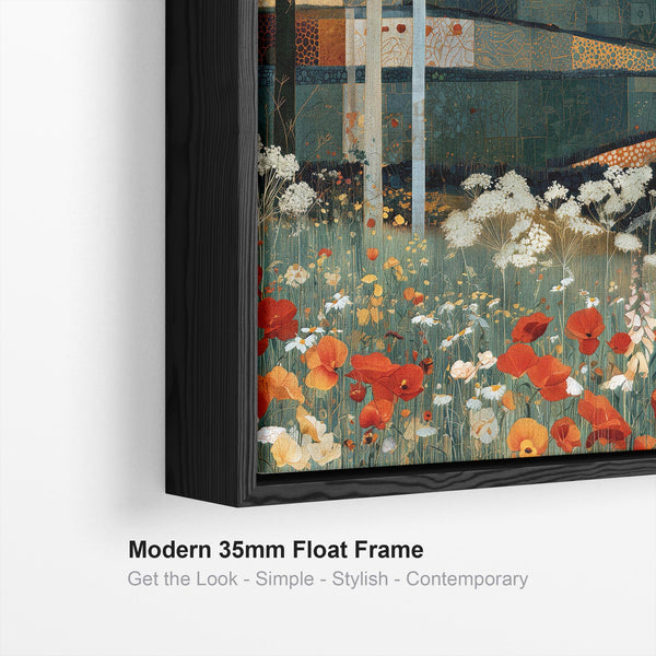 Gustav Klimt Inspired Wildflower Forest Framed Canvas Art Print