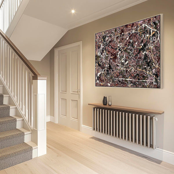 Mauve Sage Framed Canvas Artwork Jackson Pollock Style Print