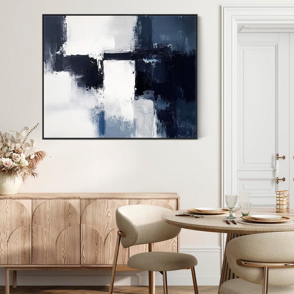 Blue White Abstract Wall Art Framed - Polar Divide