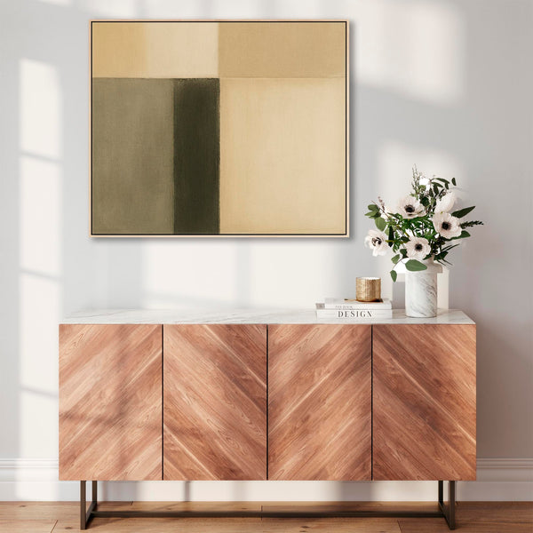 Green Cream Abstract Canvas Artwork Framed Sage Divide