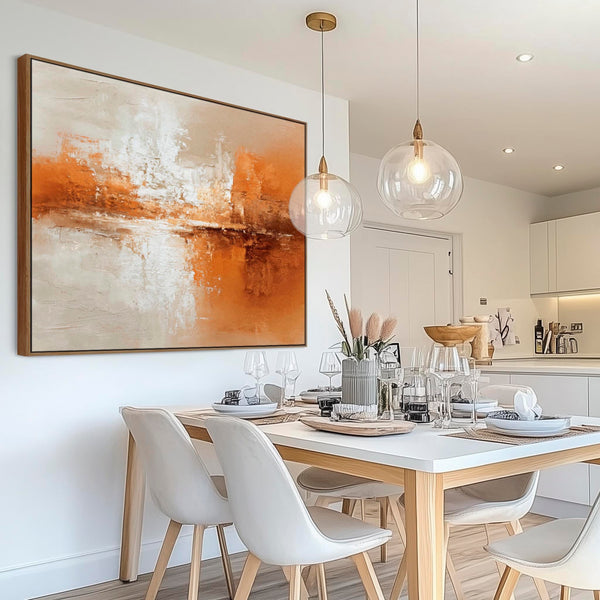Orange Rust Abstract Framed Artwork - Smouldering Horizon