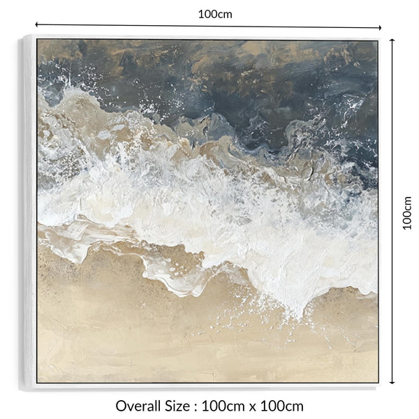 Beach Coastal Artwork Canvas Print Framed for Kitchen Blue