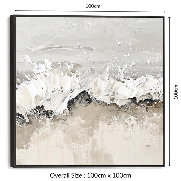 Greige Abstract Kitchen Diner Framed Artwork on Canvas Beige Grey