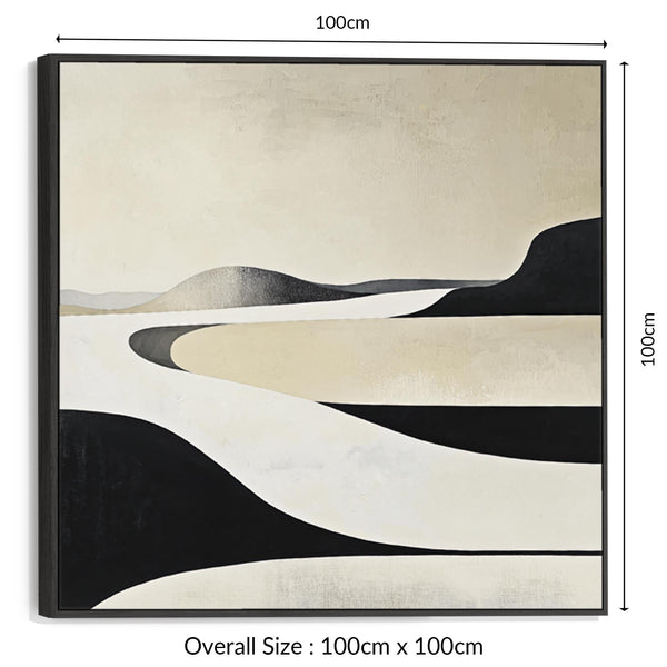 Bedroom Framed Artwork on Canvas Neutral Abstract Beige Black